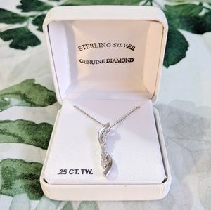 NWT Genuine Diamond and Sterling Silver Necklace